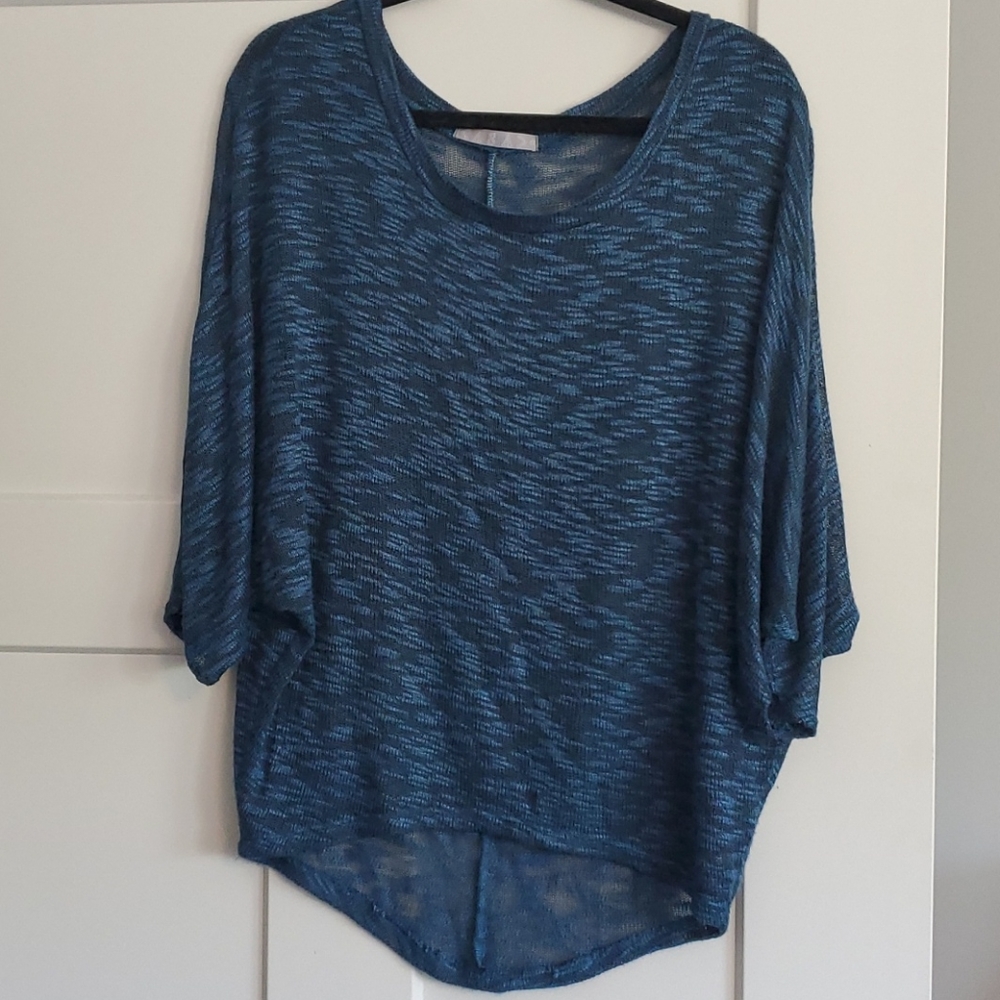 Teal & black marled off shoulder